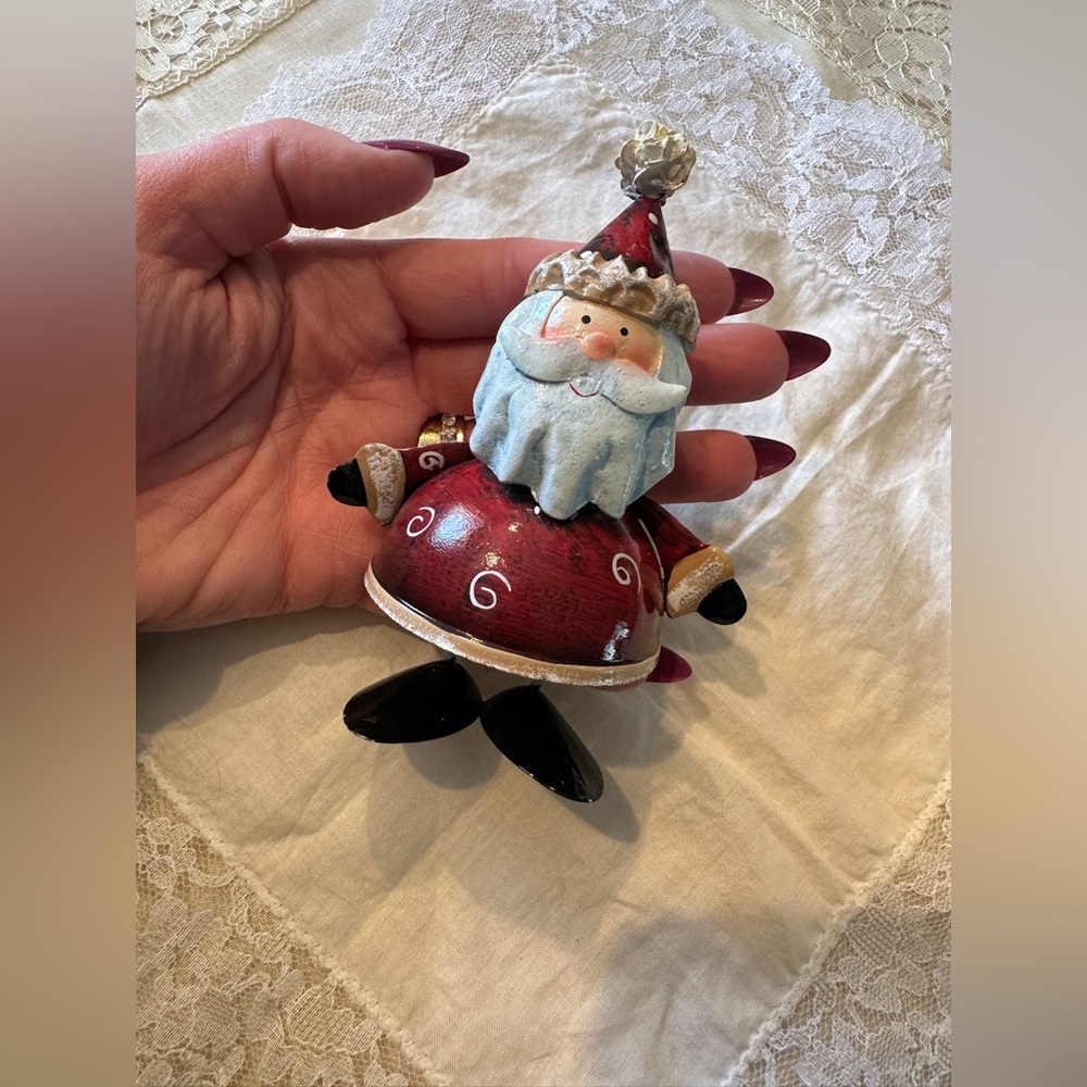 Vintage Tin Santa Clause Christmas Figurine - 5" Tall - Nostalgic